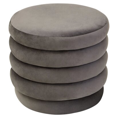 Moneyfield Graphite Velvet Round Footstool
