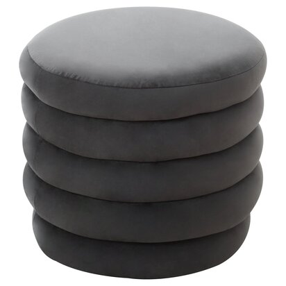 Moneyfield Graphite Velvet Round Footstool