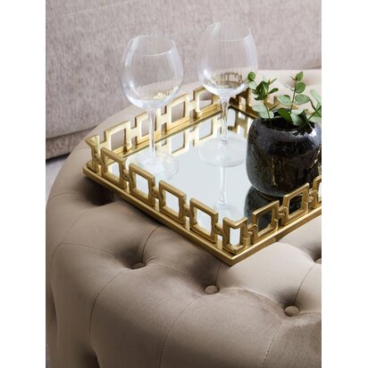 Melomont Mink Velvet Round Tufted Footstool