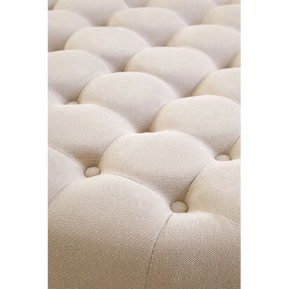 Melomont Beige Velvet Round Tufted Footstool