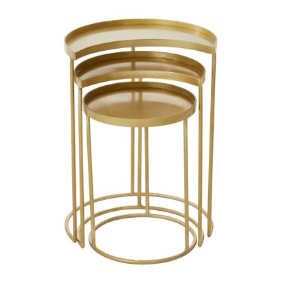 Halaley Nest Of Three Antique Brass Finish Side Tables