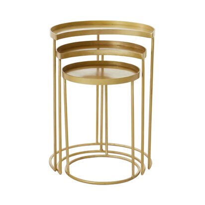 Halaley Nest Of Three Antique Brass Finish Side Tables