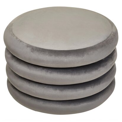 Feneyrose Grey Velvet Round Pouffe