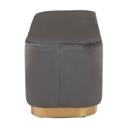 Feneyrose Grey Velvet Bench with Matte Gold Base