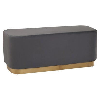 Feneyrose Grey Velvet Bench with Matte Gold Base