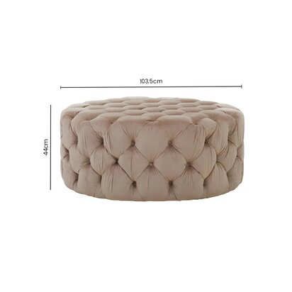 Alarden Beige Velvet Round Ottoman Stool