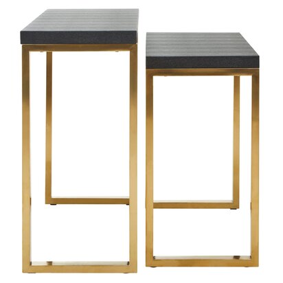 Calefield Set of Two Black Shagreen Effect Console Tables