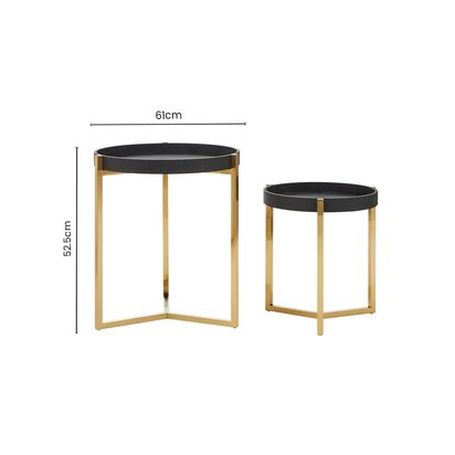 Cardoba Set Of Two Gold and Black Shagreen Effect Tray Side Tables