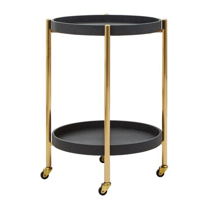 Calefield Two Tier Black Shagreen Effect Tray Table Trolley