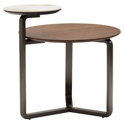 Ivyiagate 2 Tier Round Veneer and Ceramic Coffee Table