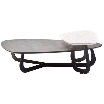 Ivyiagate 2 Tier Large Asymmetrical Ceramic Coffee Table