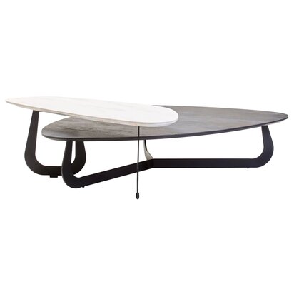 Ivyiagate 2 Tier Large Asymmetrical Ceramic Coffee Table