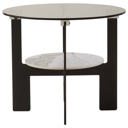 Ivyiagate Round Grey Glass And Ceramic Small Coffee Table