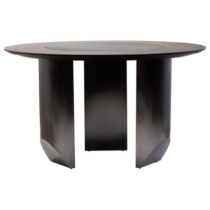 Ivyiagate Round Veneer Dining Table with Ceramic Lazy Susan