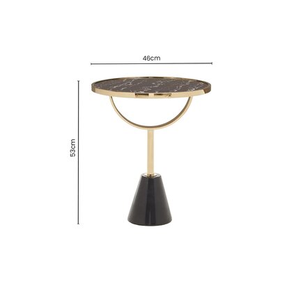 Elewick Black Glass and Marble Base Side Table