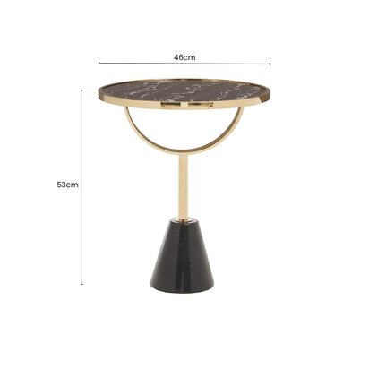 Elewick Black Glass and Marble Base Side Table