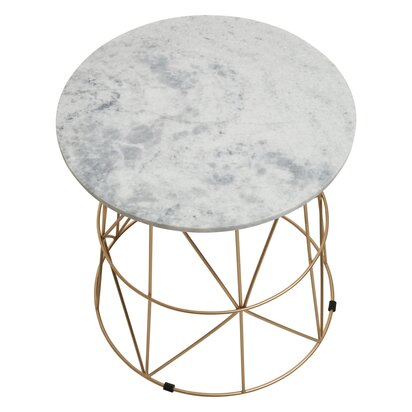 Julerwell White Marble Round Side Table
