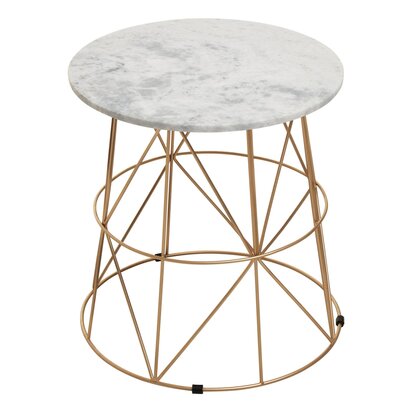 Julerwell White Marble Round Side Table