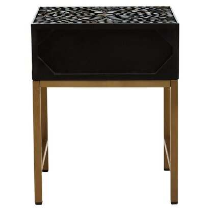Fusion 1 Drawer Side Table with Bone Inlay