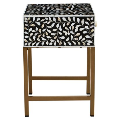 Fusion 1 Drawer Side Table with Bone Inlay