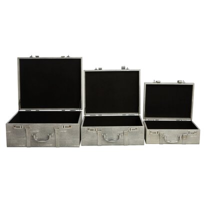 Cardona Set Of Three Grey Shagreen Effect Storage Trunks