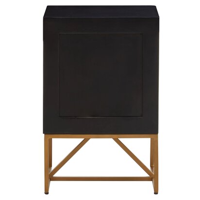 Oriabourne Black Mango Wood Side Table with 3 Drawers