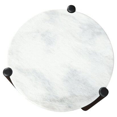 Kenowmere White Marble Top and Black Finish Mango Wood Side Table