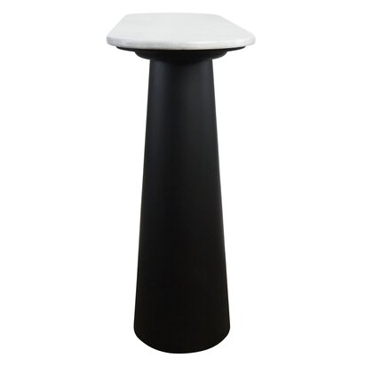 Delelley White Marble Top and Black Mango Wood Console Table