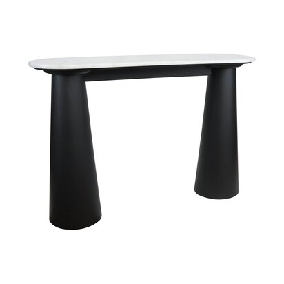 Delelley White Marble Top and Black Mango Wood Console Table