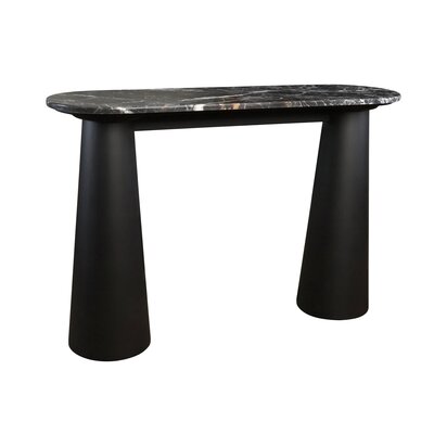 Delelley Black and White Marble Top Console Table with Mango Wood Legs