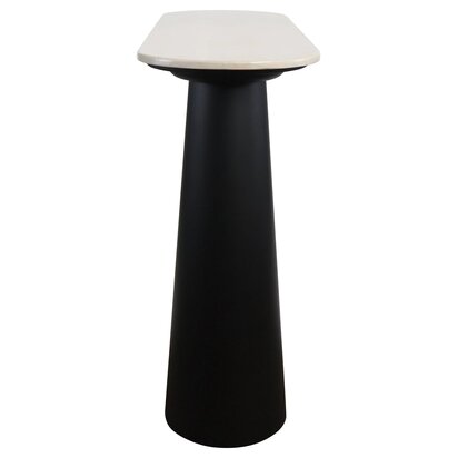 Delelley Cream Marble Top and Black Mango Wood Console Table