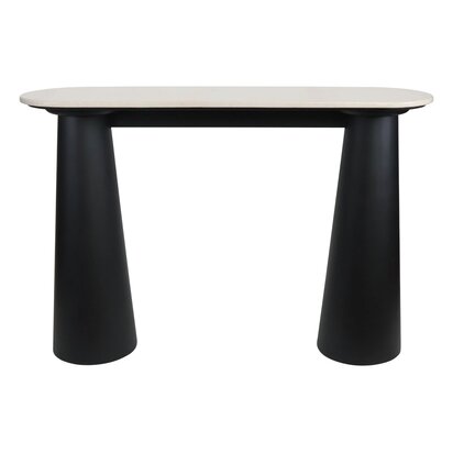 Delelley Cream Marble Top and Black Mango Wood Console Table