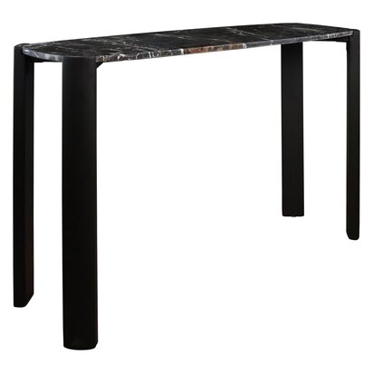 Unaenelle Black Marble Top and Acacia Wood Console Table
