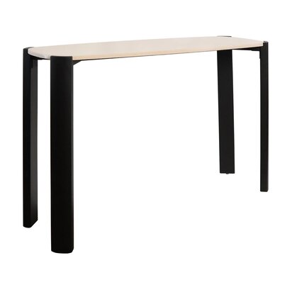 Unaenelle Cream Marble Top and Black Acacia Wood Console Table