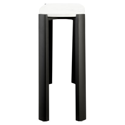 Unaenelle White Marble Top and Black Acacia Wood Console Table