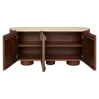 Greofield Travertine and Mango Wood 2 Door Curved Sideboard