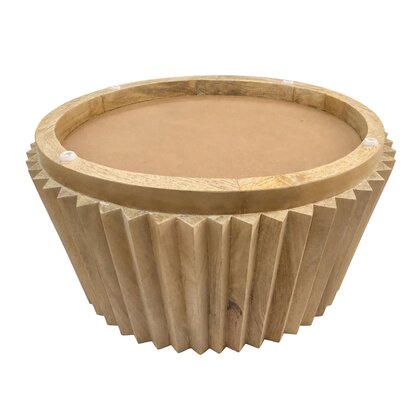 Selelmore Round Mango Wood Carved Ridged Coffee Table
