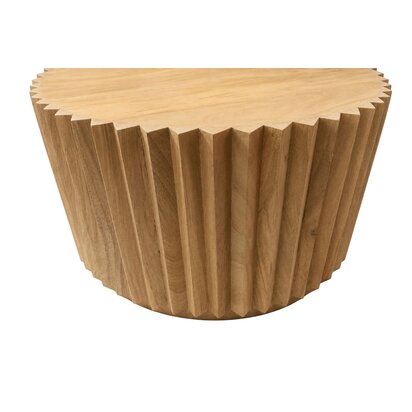 Selelmore Round Mango Wood Carved Ridged Coffee Table