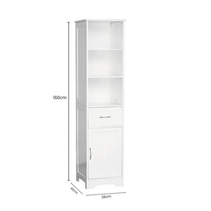 Siaiana White Wood Floorstanding Cabinet With Shelves