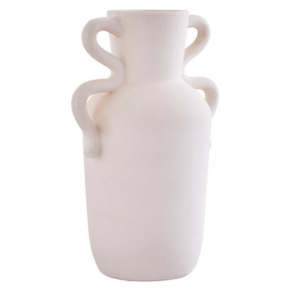 Aluria White Large Vase with Abstract Handles