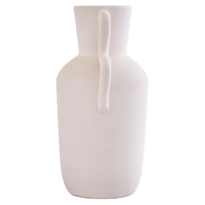 Aluria White Large Vase with Abstract Handles