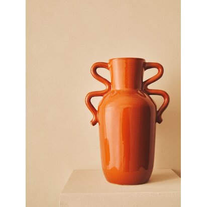 Aluria Burnt Orange Large Vase with Abstract Handles