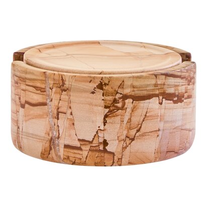Brioncombe Teakwood Marble Set of Five Round Coasters with Holder