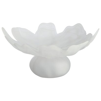 Peniadale Fluted White Glass Pedestal Bowl