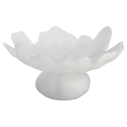 Peniadale Fluted White Glass Pedestal Bowl