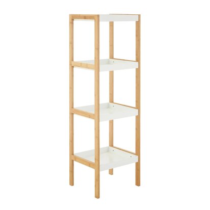 Fenelley Four Tiered White And Natural Shelf Unit
