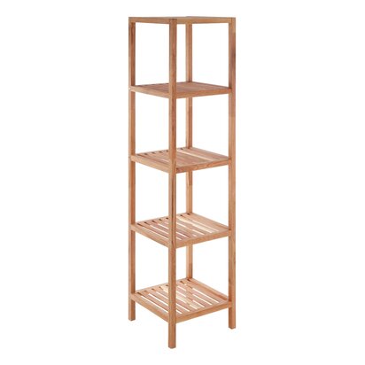 Seleyton 5 Tier Walnut Wood Tall Shelf Unit