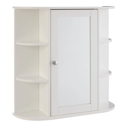Siaiana Seven Shelf Mirrored Door Bathroom Cabinet