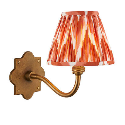 Bracknell Wall Wall light Antique brass & apricot orange fabric