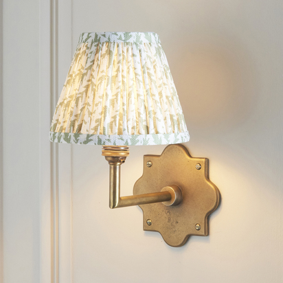 Banbury Wall Wall light Antique brass & herb garden green fabric